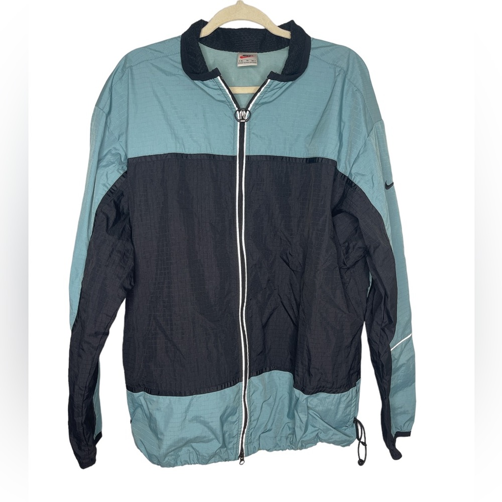 Nike Vintage Blue and Black Lightweight Windbreaker Mens XLarge